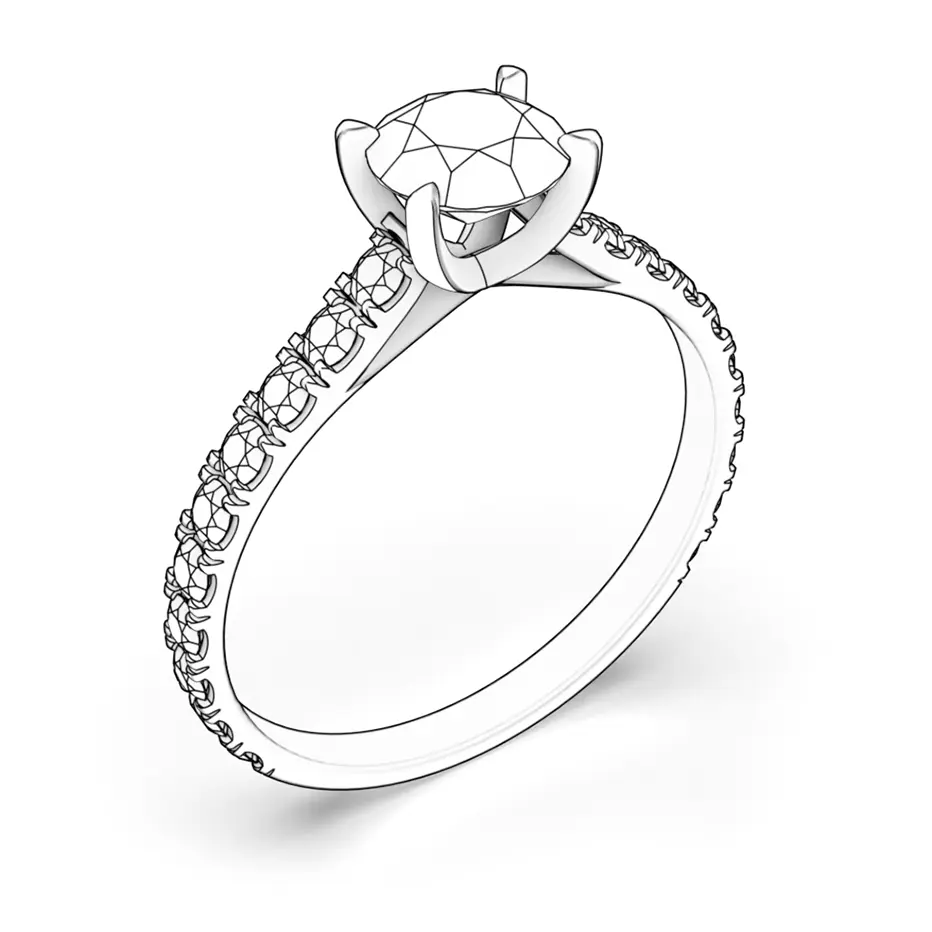 Share Your Love Collection | Side-Stone Engagement Ring: white gold, white sapphire