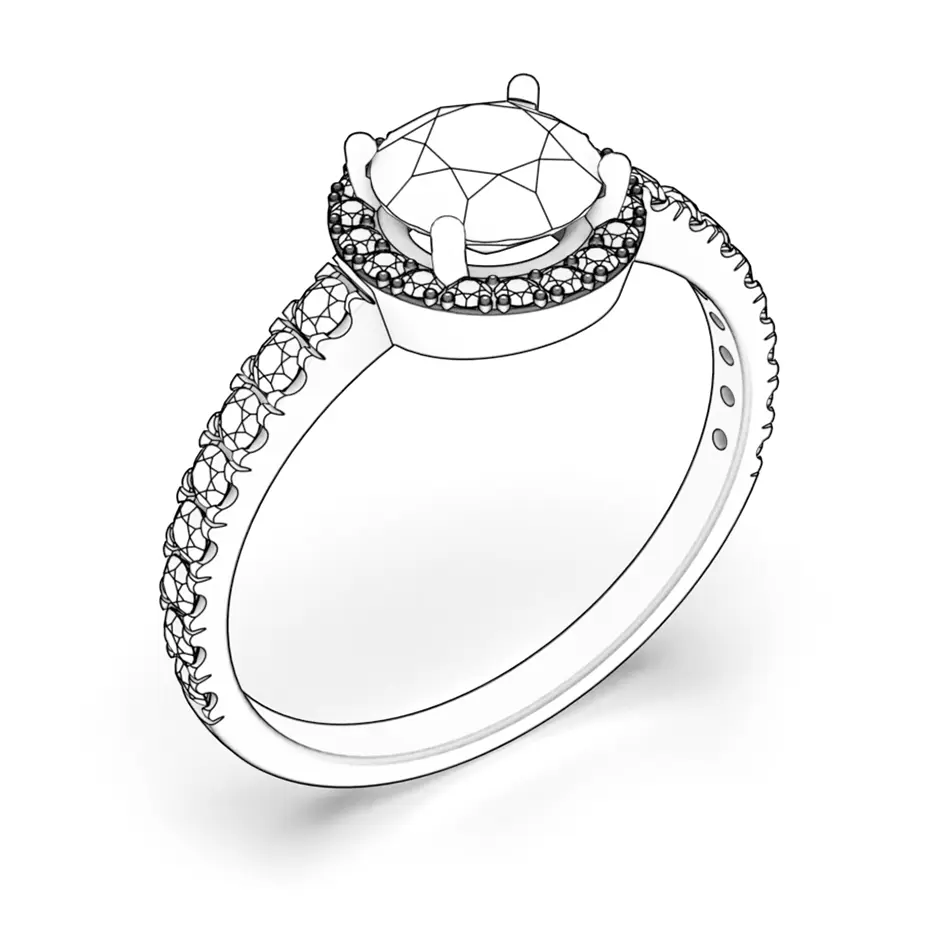 This is Love Collection | Halo Engagement Ring: white gold, white sapphire